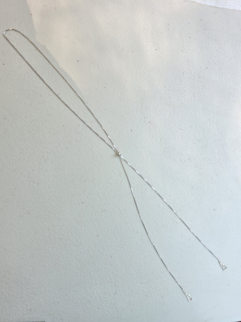 Sterling Silver Adjustable Lariat Necklace | Slider Chain | Triangle Ends
